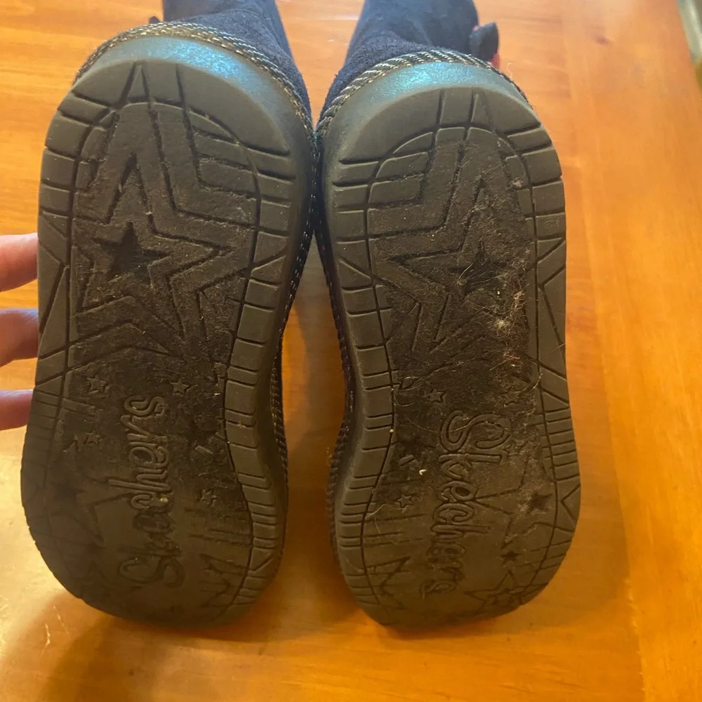 Skechers Girls Glamslam Button Beauties Desert Boots size 13 Black suede zipper